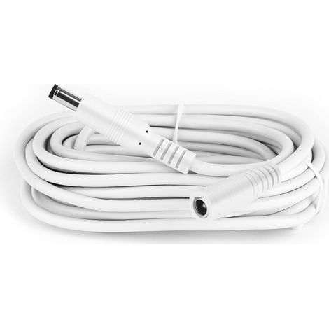 Câble d'extension de 5 m, Prise 5,5 mm x 2,1 mm, DC 5 V 6 V 9 V 12 V 24 V pour caméra de vidéosurveillance, illuminateur Infrarouge, imprimante, Bande LED, Blanc (1/5)