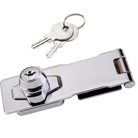 Loquet verrouillable avec serrure pour portes, armoires, cages, acier inoxydable, 10 cm