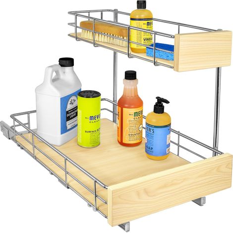 Organiseur coulissant sous évier 29,2 cm de large x 45,7 cm de profondeur pour armoires de cuisine – Étagères coulissantes pour garde-manger – Étagère déroulante (1/5)