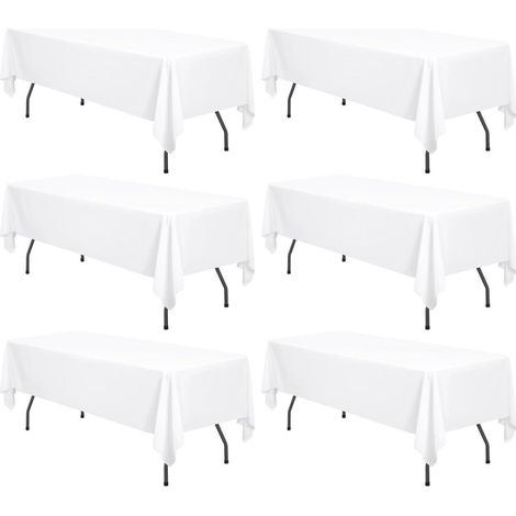 6er Set Tischdecken Weiß 153x320cm Rechteckig Pflegeleicht Polyester
