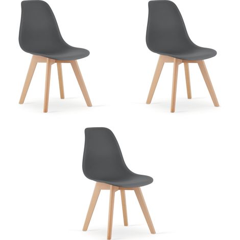 Silla KITO gris oscuro / patas naturales x 3 (1/5)