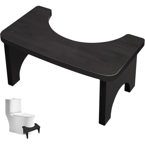 Tabouret de toilette en bois pour adultes et enfants, 37×20×17cm Tabouret de toilette ergonomique, Tabouret pour améliorer les selles, Tabouret antidérapant pour salle de bain, Noir (1/5)