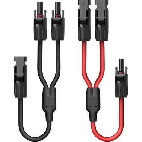 Câble solaire séparateur en Y 1 vers 2 pour panneau solaire, adaptateur parallèle PV MMF et FFM, câble de connexion photovoltaïque, 1 rouge et 1 noir (1/5)