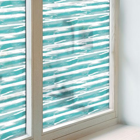 Sichtschutzfolie 50x146 cm Sichtschutz Fenster Selbstklebend PVC Milchglas Dekorativ Dekorfolie Blickdicht Folie für Schlafzimmer Grüne Streifen