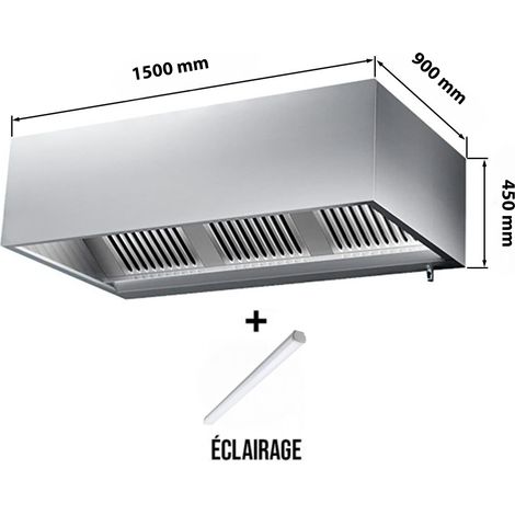 Hotte caisson sans moteur 1500x900x450 mm avec éclairage, filtre et robinet de vidange PREMIUM - GOLDINOX (1/3)