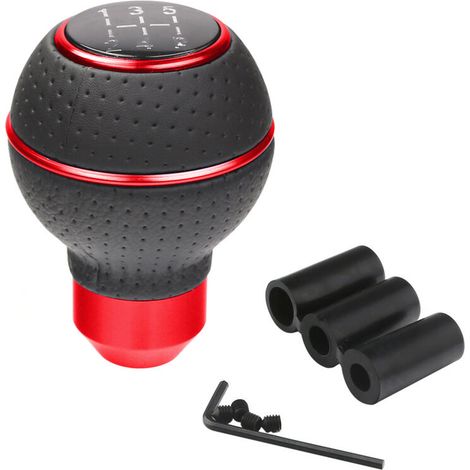Auto Leather Manual Gear Shift Knob 5 Speed Lever Gear Piece 8mm 10mm 12mm Diameter (1/5)