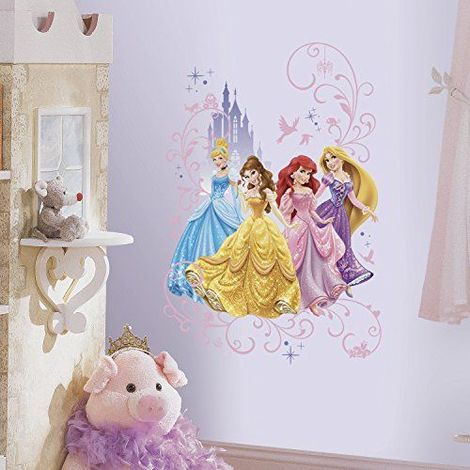 Stickers repositionnable Disney Princesses Cendrillon, Belle, Ariel et Raiponce -60x91 cm