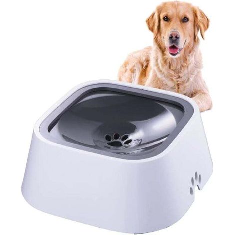 Bol d'eau pour Animaux de Compagnie, Gamelle Flottante pour Animal Domestique 1.5l, Anti-débordement Bol d'eau de flottabilité pour Chien Chats, Bouche Non mouillée Antidérapante sans BPA (Gris)