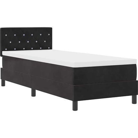Maison Exclusive - Lit à ressort LED avec matelas Noir 80 x 200 cm Velours