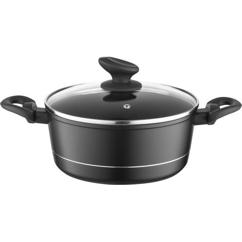 Faitout Aluminium 2,1 l Diamètre de 20 cm Marmite avec Couvercle en Verre Casserole avec Fond à Induction Faitout pour Induction Marmite tous Feux Revêtement Antiadhésif (1/5)