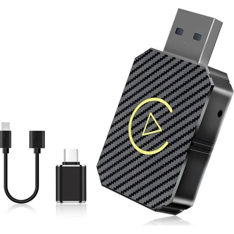 Kabelloses CarPlay, Kabelloser CarPlay-Adapter, Android Auto CarPlay, Kabelloses CarPlay, 2-in-1 Kabelloser CarPlay-Adapter für Fahrzeuge mit CarPlay & AA, USB C/A (Schwarz) (1/5)