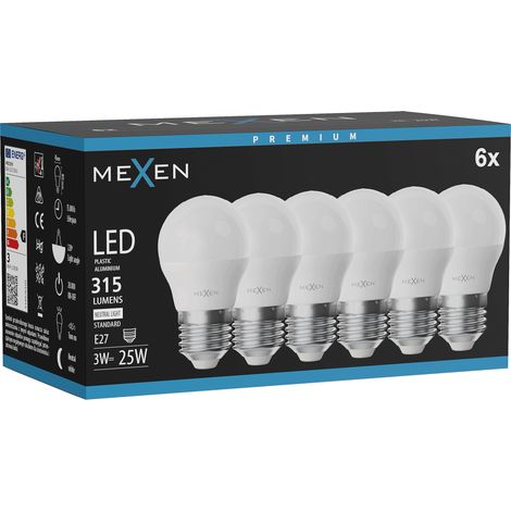 Mexen Nova 6x Ampoule LED E27, G45, 3W, Neutre - 4000K, 315 lm - L101-E27-0340-01x06 (1/3)