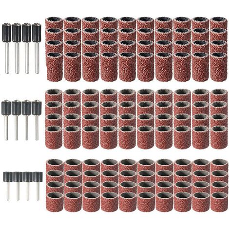 Kit De 120 Tambours De Ponçage, 1/2 3/8 1/4 Bandes De Ponçage Mini Manchons De Ponceuse à Tambour 12 Pièces Mandrins De Tambour pour Perceuse à Ongles (1/5)