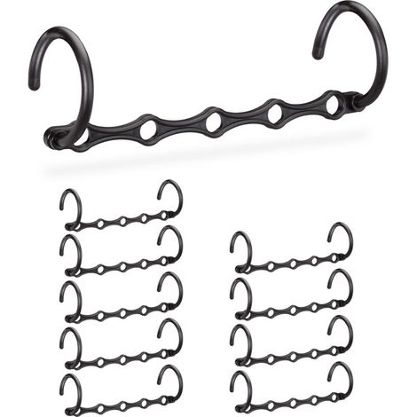 Set mit 20 platzsparenden Kleiderbügeln, Kleiderschrank-Organizer, horizontal/vertikal, Mehrfachbügel, PP, 37 cm, schwarz (1/4)