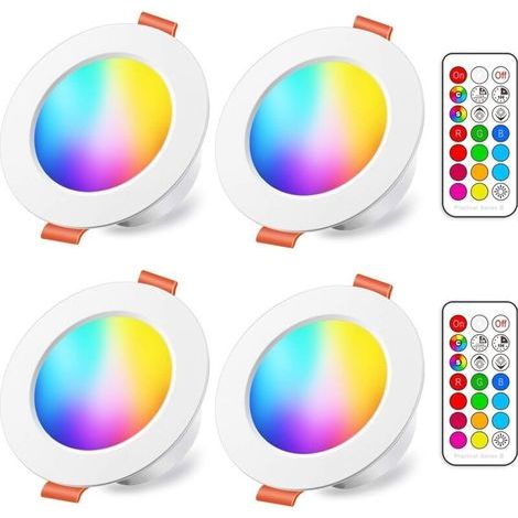Spot encastrable LED 10W RGB dimmable – 800 lumens – IRC 85 – 12 modes d'éclairage – Lot de 4 – Installation facile (1/5)