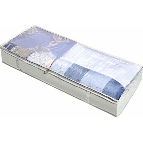 Commode sous lit avec fenêtre de visualisation, grande Rangement des vêtements sans poussière Sac de rangement respirant Gris (1/5)