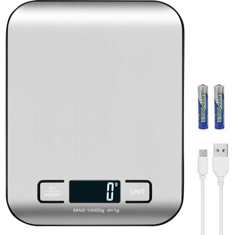 Digitale Versandwaage, Edelstahlfrontplatte, Genauigkeit 10 kg/1 g, für Küche, Lebensmittel, Bastelarbeiten, Flüssigkeiten und Laden (schwarz silber)