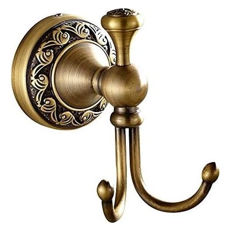 Ganchos dobles antiguos para toallas, ganchos de latón vintage para toallas, ganchos de pared vintage para el baño (1/5)