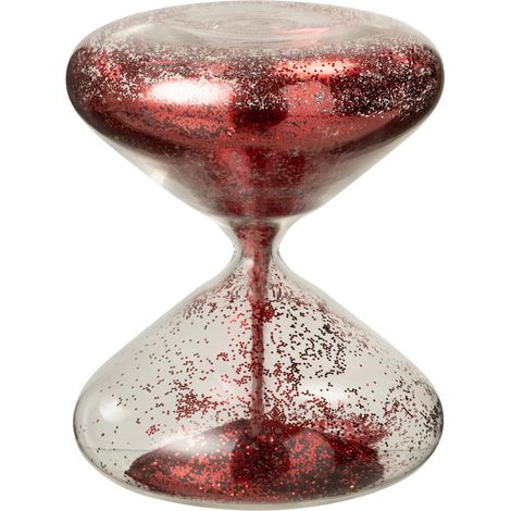 Sablier Déco en Verre "Paillettes" 18cm Rouge (1/3)