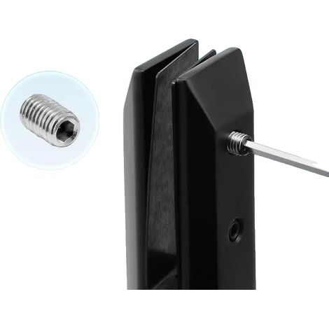 Abrazaderas para vidrio, acero inoxidable 304, compatibles con vidrio de 8-12 mm, dimensiones 40 mm x 40 mm x 20 mm, acabado negro, instalación con tornillos. (1/5)
