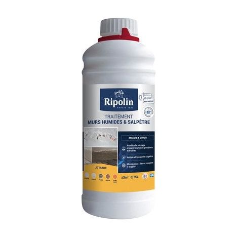Ripolin – Traitement étanchéité murs humides et salpêtre 0,75L – Action rapide sans rinçage – Microporeux pour supports poreux