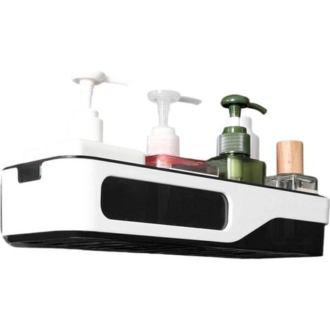 Étagères Adhésives Salle De Bain Organiseur Sans Perçage Étagère Murale Adhésive Pour Shampooing, Brosse À Dents, Lavabo, Maison, Cuisine, Toilette, Camping-Car, (1/5)