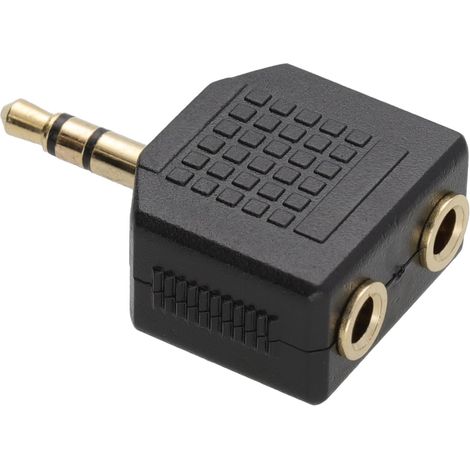 3,5 mm Stéréo Jack Diviseur Adaptateur Jack Fiche vers Double Femelles Plaqués Or (1/4)