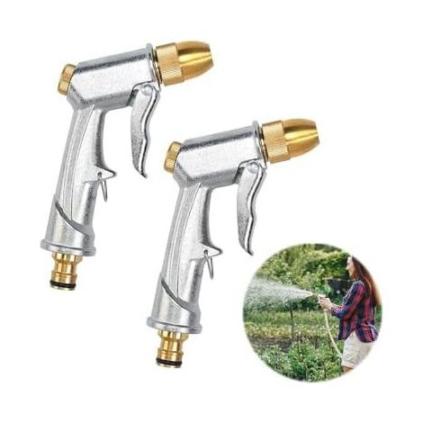 2 robuste Gartenschlauchdüsen, 100% langlebig, Spritzpistole, Gartenspritze, Metallspritze, für Auto- und Tierwäsche, Bewässerungsteile. (1/5)