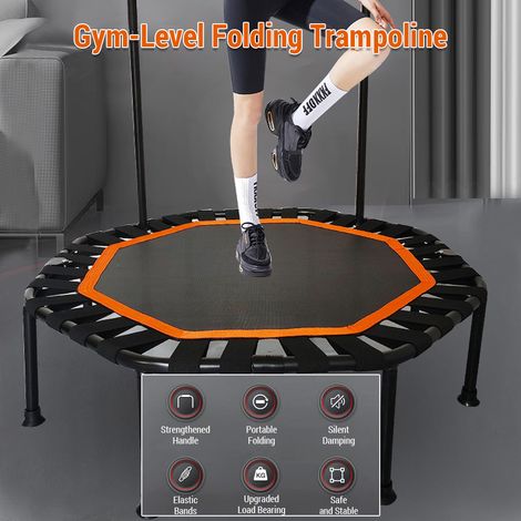 Mini trampoline pour adultes Fitness pliable 42 pouces octogonal silencieux frondes sûres et stables doubles poignées robustes perte de poids minceur petit intérieur (1/5)