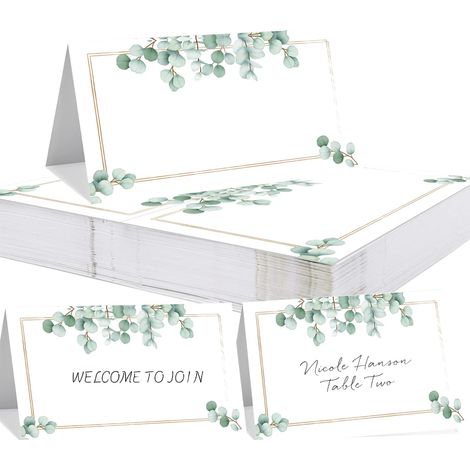 Lot de 100 cartons de table de mariage, 90 x 100 mm, cartes nominatives à écrire, design élégant, décoration de table, pour communion, baptême, célébration (feuilles B) (1/5)