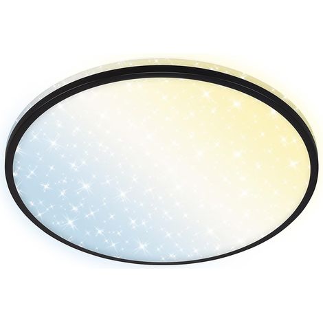 Plafonnier LED plat, télécommande, lampe, plafonnier, lampe de salon, panneau LED, lampe de chambre, plafonnier, 49x7,7 cm, noir (1/2)