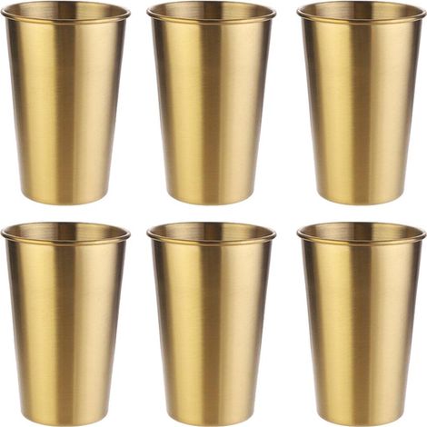 Lot de 6 tasses en acier inoxydable 304 de 350 ml, résistantes et idéales pour la maison, la cuisine, le bureau et le bureau. (1/5)