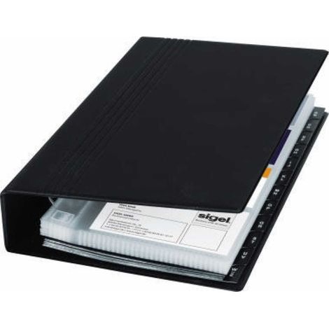 Visitenkartenringbuch 14,7 x 26,5 cm (B x H) A-Z Werkstoff: Kunststoff schwarz 25 Hüllen (1/2)