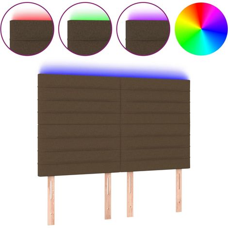 Maison Exclusive - Testiera a LED Marrone Scuro 144x5x118/128 cm in Tessuto