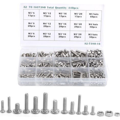 440pcs boxed stainless steel hex socket head cap screws (bubble bag packaging) (1/5)