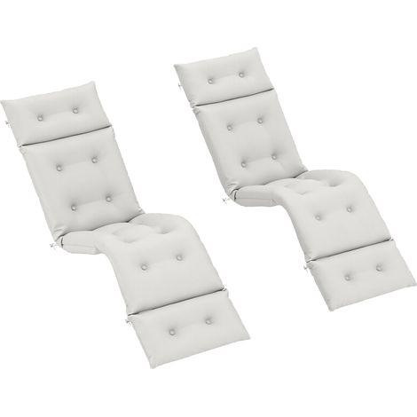 Set aus 2 dicken Liegestuhlkissen, 190 x 56 x 10 cm, hellgrau, 6 Bänder