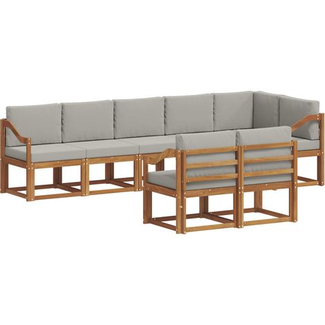 Conjunto de sofás de exterior 8 pcs Gris Natural y Claro vidaXL (1/5)