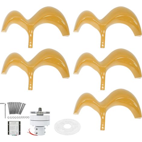 Éolienne 400W 24V avec contrôleur, générateur à 5 pales, type calebasse DT-HL-400w, doré, kit complet pour production d'énergie domestique. (1/5)