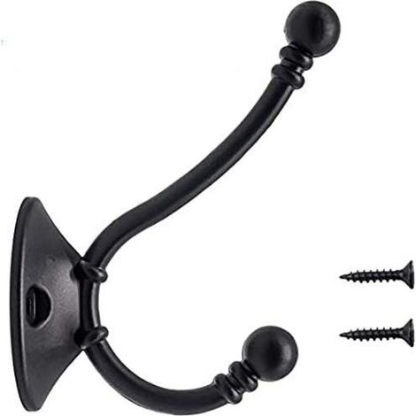 8 pièces plus grand crochet mural Vintage crochet à chapeau en métal crochet rétro pour porte-manteau salle de bain cuisine，Le noir（96mm60mm34mm） (1/5)