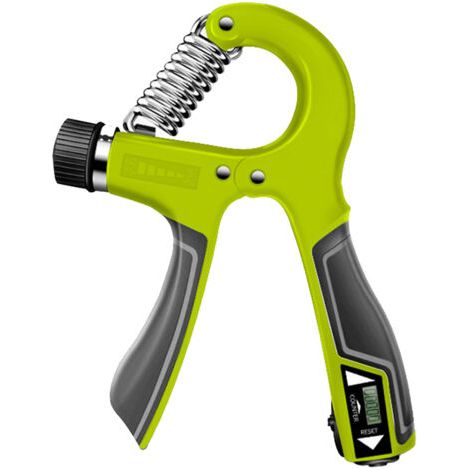Entraîneur de force de préhension avec compteur de force réglable, appareil électronique de renforcement de la force de préhension et des avant-bras, gants verts inclus. (1/5)