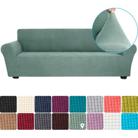 Housse de canapé élastique en spandex, antidérapante, douce, lavable, pour canapés 4 places, convient aux salons, chambres d'enfants et aux animaux de compagnie (vert clair) (1/5)