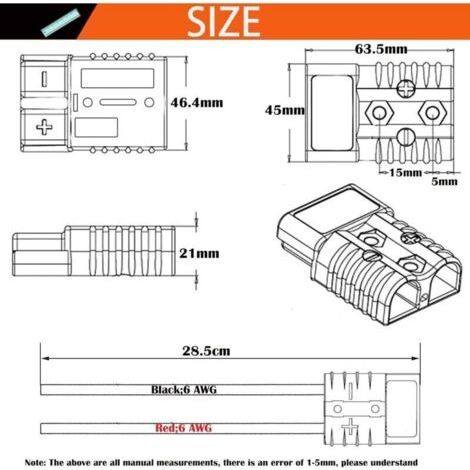 NALOOKAMIC 120A 600V Batterie Connecteur (Grey),connecteur Rapide Batterie, avec câble de Batterie 25 cm 6 AWG, connecteur de Batterie à déconnexion Rapide à Connexion Rapide (2 Jeux) (1/3)