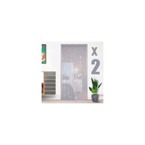 Lot de 2 Rideaux Argentés Paillette 90x200 cm Draperie avec Franges, Décoration Élégante pour Fenêtre et Porte (1/5)