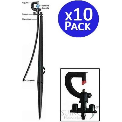 Set di 10 Microirrigatore a 180º con picchetto da 40 cm per l'irrigazione agricola