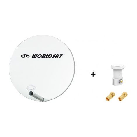 Antenne Parabole Fibre SMC 60 cm Beige WORLDSAT + LNB Single 0,1 dB Full HD 1080p 4K Ultra HD + 2 Fiches F Or - Visserie en Inox (1/4)