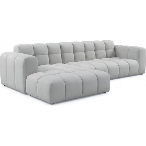 Selsey Boloon - Ecksofa L-Form, 3-Sitzer, links, Samt Hellgrau, 300 cm (1/4)