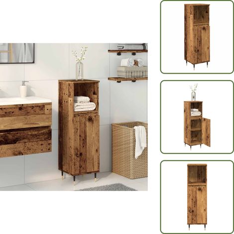 The Living Store Armario de baño madera de ingeniería envejecida 30x30x100 cm - Mueble de baño