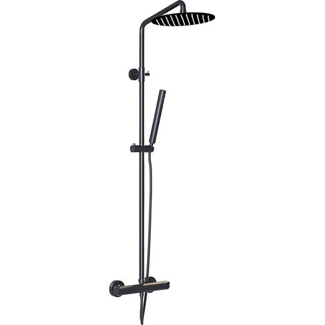 Colonna Doccia In Acciaio Inossidabile Nero Con Miscelatore Termostatico Design Superior Plus Moderno Multifunzione Doccia, Getto A Pioggia, Doccetta, Temperatura Costante Soffione Tondo 30 Cm (1/3)