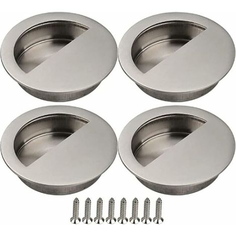 Poignée de Placard Coulissant 4 Pièces, Poignée Encastrée pour Porte Coulissante, Tirette de Meuble avec Vis, Accessoire Armoire, Quincaillerie de Porte, Lot de 4 (1/4)