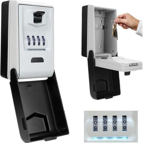 Boite a Clef, Boite à Clé Sécurisée, Boite a Clefs Securisee exterieur avec Rétroéclairée, Etanche Boite a Clé avec Code, Coffre a Clef Interieur pour la Maison, Le Bureau, Le Garage et Plus (1/5)